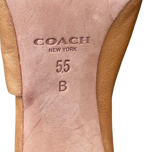 Coach Nude Leather Cutout Open Toe Heels Size 5.5B – Classic Stiletto Pumps - Picture 2 of 16